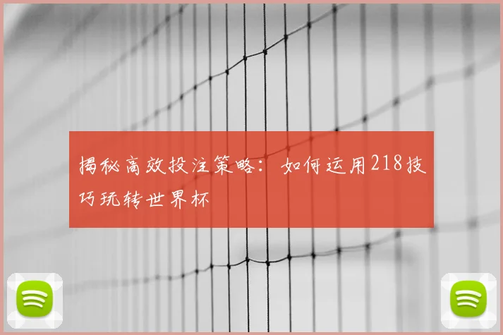 揭秘高效投注策略:如何运用218技巧玩转世界杯
